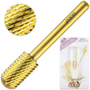USA PANA 1/8" Professional Smooth Top Carbide Bit - Nail Drill Bit for Manicure Pedicure Tools Dremel Machine (Coarse, Large Barrel - Gold) PANA
