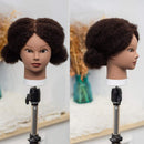 HAIREALM Afro Mannequin Head, 100% African American Real Human Hair, Practice Braiding Styling Doll Head, Manican Cosmetology Head with stand BZT01 HAIREALM Store