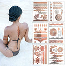 Terra Tattoos Rose Gold Henna Temporary Tattoos 75+ Mandala Tattoos Flowers, Mandalas, Elephants Waterproof Nontoxic Long Lasting Perfect for Beach, Festivals, & Parties Terra Tattoos