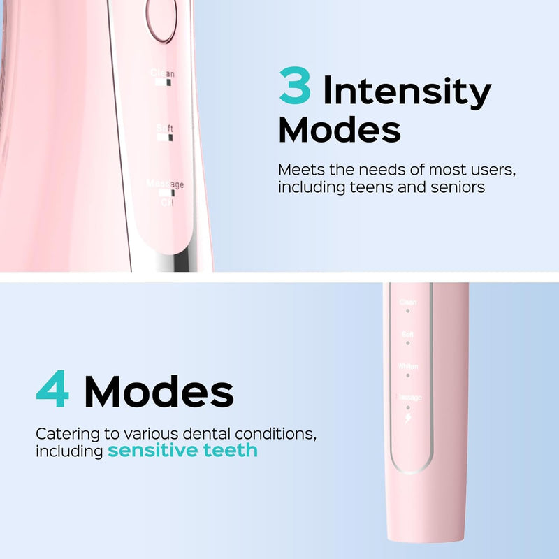 Water Flosser, Water Dental Flosser with Electric Toothbrush: COSLUS 300ML Water Portable Pick Cordless Flossers for Teeth Cleaning and Electric Tooth Brush for Adults IPX7 Waterproof Combo Pink - Infinity Warehouse