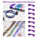 TOFAFA 16 Pcs Colored Hair Extensions Curly Wavy Clip in Synthetic Hairpiece Streak for Girls Women Kid, Multi-colors Party Highlights (Purple) TOFAFA