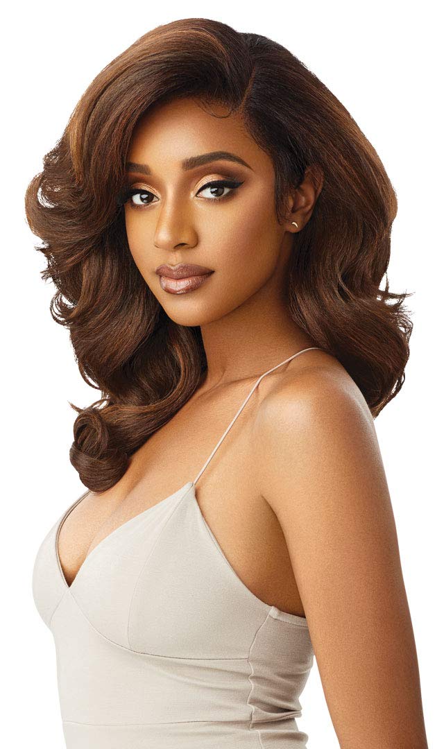 Outre LACEFRONT PERFECT HAIR LINE Glamorous Wavy Fully Hand-Tied 13”x 6” Frontal HD Baby Hair Transparent Lace Easy-to-Style Heat Friendly - JULIANNE (DRGIBRN) Outre