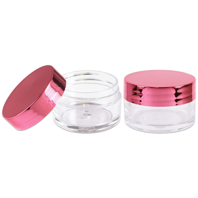 Beauticom 20g/20ml USA Acrylic Round Clear Jars with Lids for Lip Balms, Creams, Make Up, Cosmetics, Samples, Ointments and other Beauty Products (12 Pieces, Rose Gold Lid (Flat Top)) Beauticom