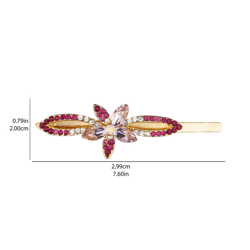 LUX ACCESSORIES Set of 2 Gold Flowers White Pink Marquise Hair Pins LUX ACCESSORIES