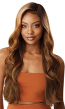 Outre LACEFRONT COLORBOMB Salon-Designed Blonde Shades Pre-Plucked Soft Swiss Lace Natural Baby Haur Heat Resisitant Synthetic - KIMANI (3DRFF IVORY BLONDE) Outre