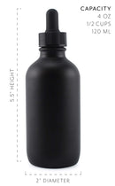 Cornucopia 4oz Black Glass Dropper Bottles (6-Pack), Refillable Glass Eye Dropper Containers for Essential Oils, Cosmetics, and Cooking, Powder Coated Glass Cornucopia Brands