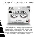 Ardell False Eyelashes 3D Faux Mink 859, 4 pairs Ardell