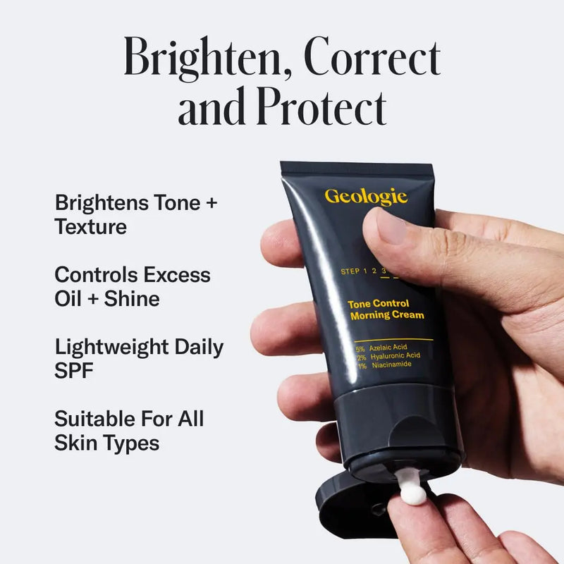 Geologie Tone Control Face Cream with SPF 15 | Brightening Moisturizer with Niacinamide, Hyaluronic Acid & Azelaic Acid | Reduces Redness & Controls Oil | For Men & Women Infinity Warehouse