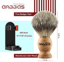 Anbbas Fine Badger Hair Shaving Brush with Wood Handle and Hanging Style Brush Holder Set for Men Wet Shave Anbbas