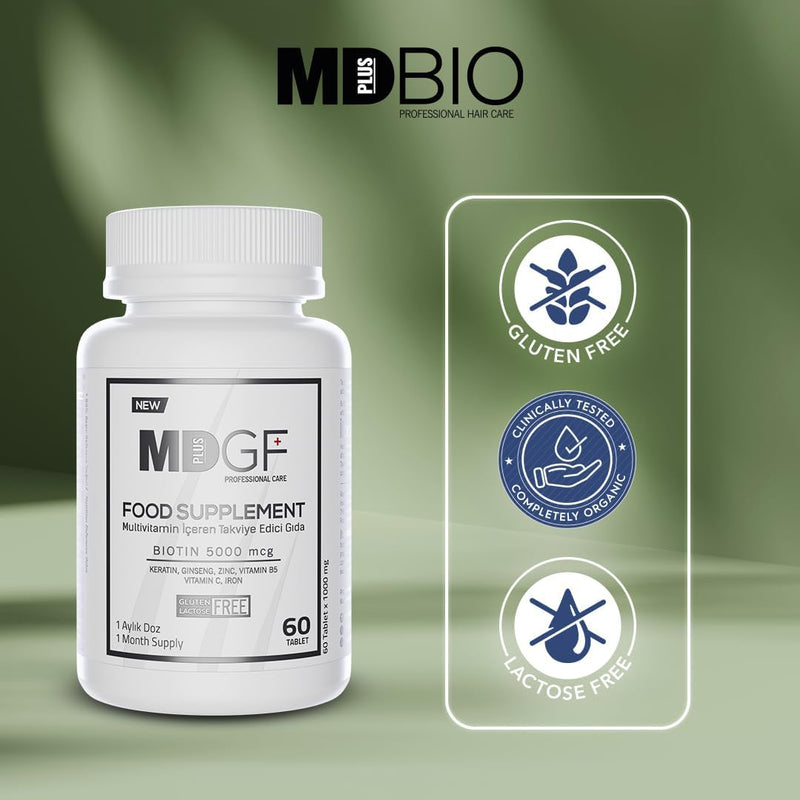 MD PLUS BIO Anti Hair Loss Vitamin Products - Supplement for Hair and Beard Growth - Men and Women with Biotin, Saw Palmetto, Collagen, Keratin, Ginseng and Vitamins -DHT Blocker Infinity Warehouse