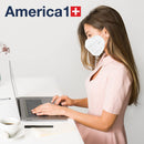 America1 KN95 Face Masks | Made in USA | Breathable Face Masks with 4-Layer Protection | Face Masks for Men and Women | Disposable Face Masks for Work, Home, and Outdoor | 20 Count White Face Masks America1