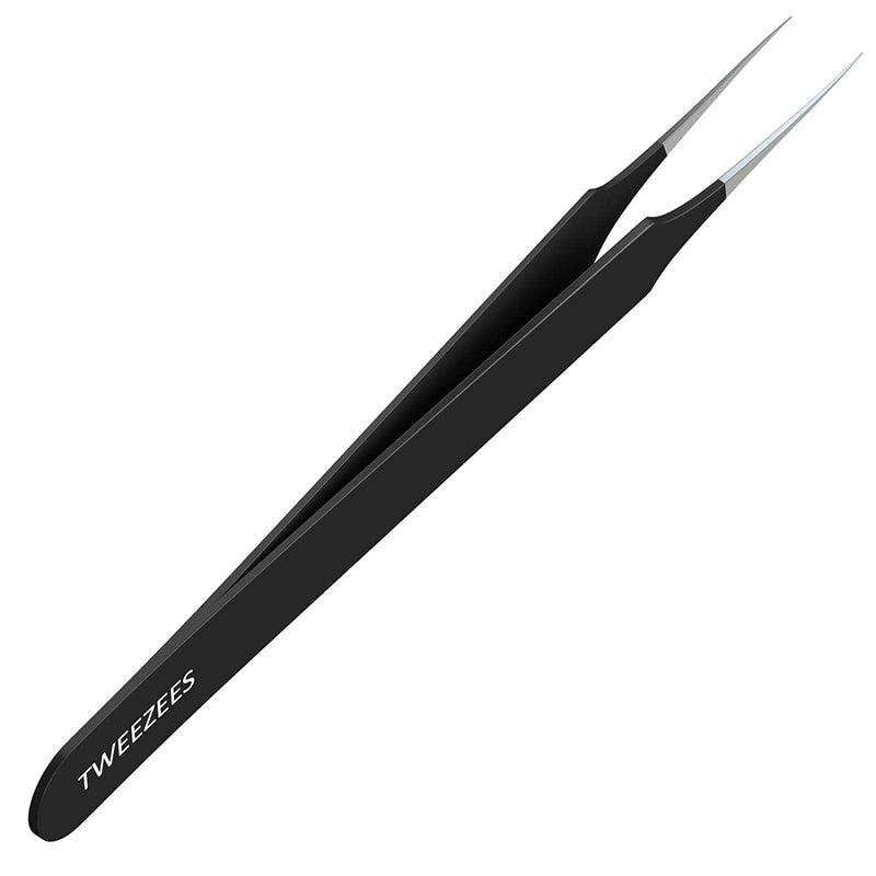 Ingrown Hair Tweezers | Pointed Tip | 5 Pack | Black | Precision Stainless Steel | Extra Sharp and Perfectly Aligned for Ingrown Hair Treatment & Splinter Removal For Men and Women | By Tweezees Tweezees