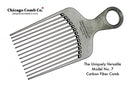 Chicago Comb Model 7 Carbon Fiber Pick Comb, for Long Thick Curly & Afro Hair, Black Color, 6 inches (15 cm) Chicago Comb