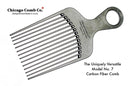 Chicago Comb Model 7 Carbon Fiber Pick Comb, for Long Thick Curly & Afro Hair, Black Color, 6 inches (15 cm) Chicago Comb