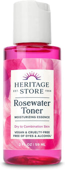 Heritage Store Rosewater Facial Toner w/Hyaluronic Acid | Tones, Refines Pores, Smooths Skin | Alcohol Free, Vegan (2 oz) Heritage Store
