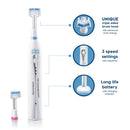 Triple Bristle Original Sonic Toothbrush & 3 Pack Dental Floss Bundle | Rechargeable 31,000 VPM Tooth Brush & Patented 3 Brush Head Design | 55 Yard Mint Flavored Satinfloss | Whiter Teeth & Smile Triple Bristle Store