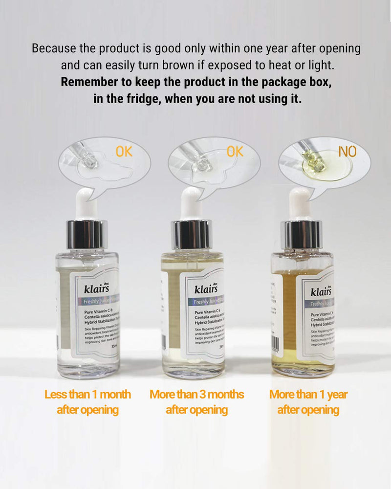 dear, klairs Freshly Juiced Vitamin Drop, 5% Hypoallergenic pure vitamin C serum, 35ml, 1.18oz | a potent skin rejuvenator Dear, Klairs