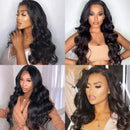 UNice 4X4 Middle Part Lace Closure T-Part Lace 100% Human Hair, Brazilian Body Wave 4X0.75 Hand-Tied Lace Closure with 3 Bundles Unprocessed Remy Hair Natural Color 18 18 18+16 Closure UNICE Store