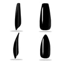 Black Stick On Nails, 200PCS Cosics Glossy Black Press On Acrylic Nails Coffin Shaped & Stiletto Nail Tips Long Length, Ballerina Almond Full Cover Fake Nail Set for Women, Girl Nail Art DIY, Manicure Cosics