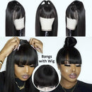 Straight Human Hair Wigs with Bangs Brazilian Virgin Straight Human Hair Wigs None Lace Front Wigs Human Hair 130% Density Glueless Machine Made Bob Wigs for Black Women Natural Color 22 Inch Beafay Hair
