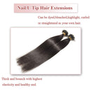 100 Strands Pre Bonded Remy Human Hair U Tip Hair Extensions Nail Tip Italian Keratin Fushion Hairpiece Long Straight Silky For Women