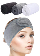 Sinland Spa Headband for Women 3 Counts Adjustable Makeup Hair Band with Magic Tape,Head Wrap for Face Care, Makeup and Sports 3 Pack SINLAND