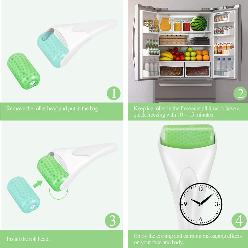 LATME Ice Roller for Face Eyes,Womens Gifts,Face Massager Roller Puffiness Migraine Pain Relief and Minor Injury(White) LATME