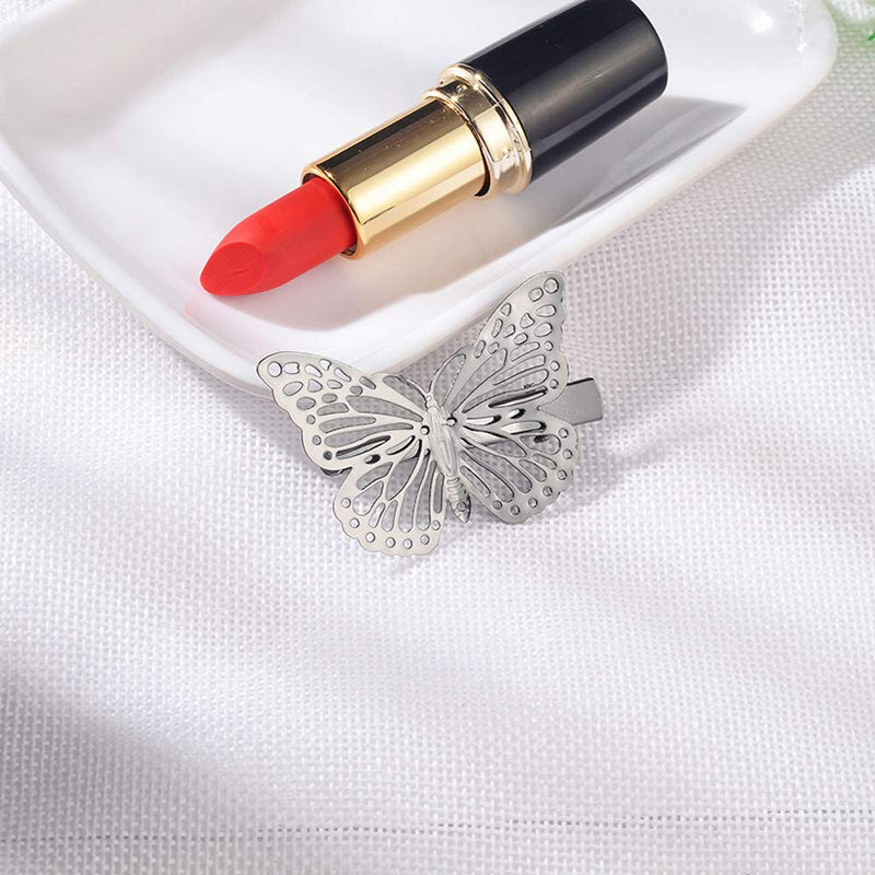 OBTANIM Butterfly Hair Clips, 12 Pcs Cute Metal Butterfly Hair Claw Pins Barrettes Accessories for Girls and Women (Silver) OBTANIM
