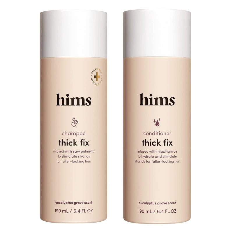 hims Thick Fix Shampoo & Conditioner Set - Thickening Shampoo and Conditioner with Saw Palmetto and Niacinamide - No Parabens or Sulfates, Vegan and Cruelty Free - Eucalyptus Grove - 2 x 6.4 fl oz Infinity Warehouse