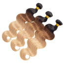 12A Ombre Brazilian Virgin Body Wave Hair 3 Bundles (T1B/30/27,16" 16" 16") Ombre Virgin Brazilian Remy Human Hair Weave Bundles 100% Unprocessed Virgin Remy Hair Bundles 3 Tone Ombre Hair Weft ROYAL IMPRESSION