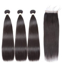 Alidiamond Brazilian Straight Human Hair Bundles with Closure (18 20 22+16 Inch) Free Part, 8A Unprocessed Natural Black Straight Virgin Hair Bundles with 4×4 Lace Closure. Alidiamond