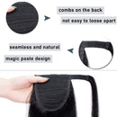 16 Inches 100% Real Human Hair Ponytail Extension One Piece Wrap Around Hairpiece With Comb Binding Pony Tail Extension For Girl Lady Women Long Straight