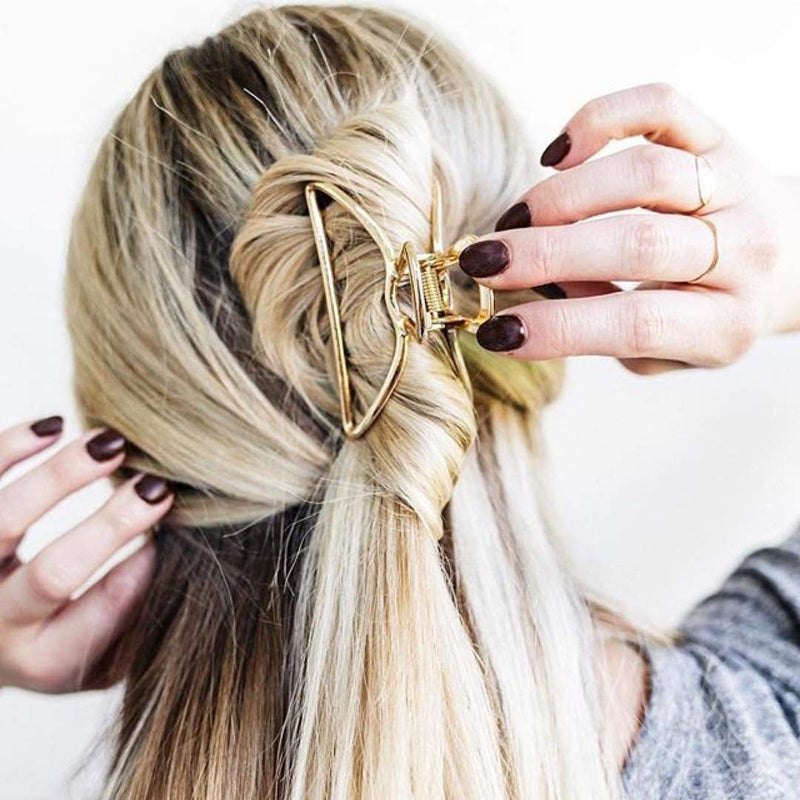 Kitsch Hair Clips, Metal Hair Claw Clips, Hair Accessories for Women, Large Hair Clip, Hair Clutch, 3 Inches Wide (Open Shape Claw Clip, Gold) Kitsch
