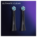 Oral-B iO Ultimate Clean Electric Toothbrush Head, Twisted & Angled Bristles for Deeper Plaque Removal, Pack of 2, Black Oral-B