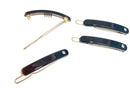Parcelona French Mini Oblong Tortoise Shell Black Crystal Set of 4 Celluloid Acetate Side Slide Barrette Snap on Hair Clips Parcelona