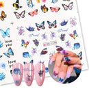 BFY Butterfly Nail Art Decals Sticker Nail Butterfly Flower Design Stickers Holographic Butterfly Nail Art Manicure Transfer Tips Nail Art DIY Nail Art (12 Pcs) BFY
