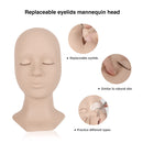 LASHVIEW Lash Mannequin Head,Replaced Eyelids Mannequin Head, For Lash Extension Practice, with 4 Pairs Replaced Eyelids, Makeup Soft-Touch Rubber Practice Head, Natural Skin Color LASHVIEW