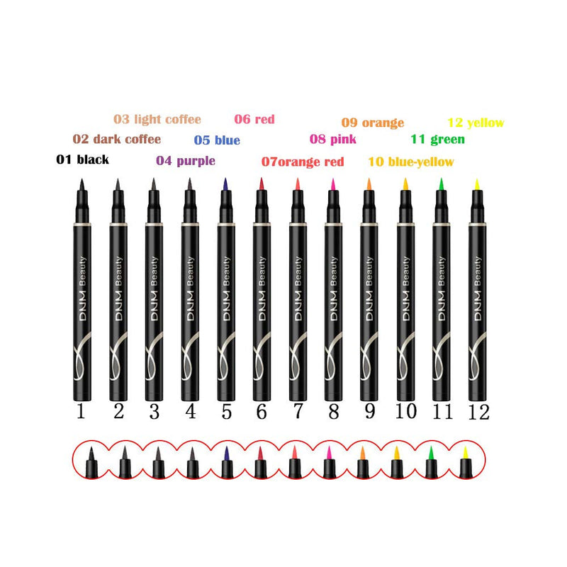 Cat Eye Makeup Waterproof Neon Colorful Liquid Eyeliner Pen Make Up Comestics Long-lasting Black Eye Liner Pencil Makeup Tools (red) DNM