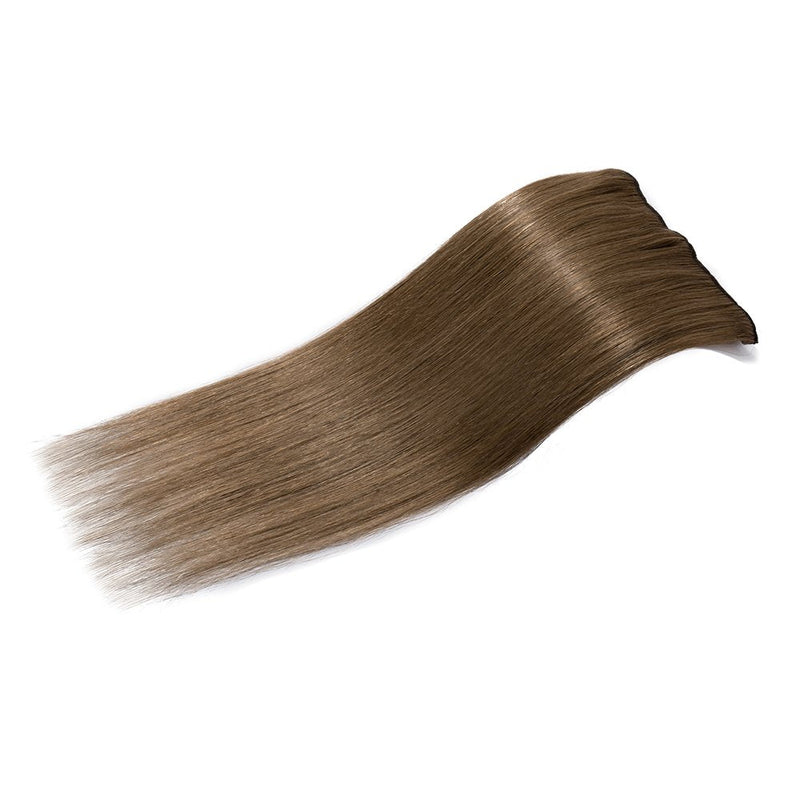 16 Inch Long Clip in Hair Extensions 100% Human Hair 65g Thin 8 Pcs 18 Clips Standard Weft Straight Clip on Human Hairpieces for Women Beauty