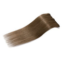 16 Inch Long Clip in Hair Extensions 100% Human Hair 65g Thin 8 Pcs 18 Clips Standard Weft Straight Clip on Human Hairpieces for Women Beauty