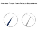Tweezers for Eyelash Extension - Long 45° Angular Tip Tweezers - Hand Crafted Surgical Stainless Steel Precision Tweezers (Metallic Blue Powder Coated 1) metaleks