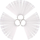 JASSINS 150 Pcs Nail Swatch Sticks with Ring and Number posted, Clear Fan-shaped Nail Art Polish Practice Display Tips Nail Sample Sticks, Nail Practice Color Display Polish Board JASSINS
