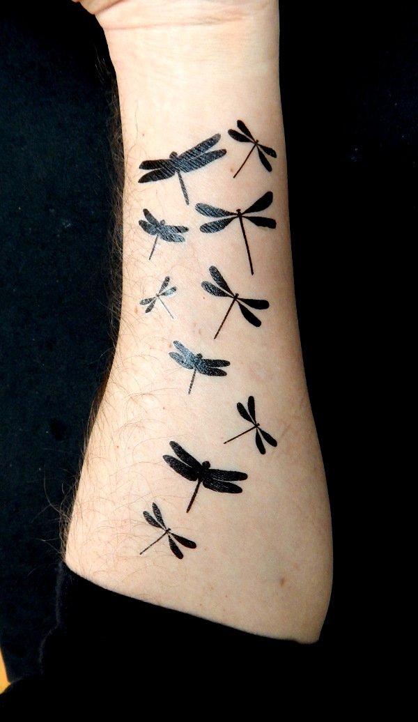 Premium Dragonfly & Butterfly Black Silhouette Tattoo Tattoos PremiumTT temporary tattoos