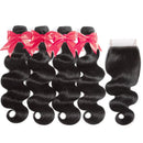 Flady 10A Brazilian Body Wave Bundles with Closure 100% Unprocessed Virgin Human Hair 4 Bundles with Free Part Closure (18 18 20 20+16inch) Flady Store