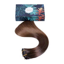 Maxfull Seamless Clip In Remy Hair Extensions Ombre Brown with Silicon Base, Invisi-PU Real Remy Hair Extensions Clip On Human Hair, 7pcs, 22inch, 110g Maxfull Store