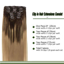 GOO GOO 120g 24 inch Hair Extensions Clip in Human Hair Chocolate Brown Fading to Dirty Blonde Real Remy Human Hair Extensions Clip in Real Natural Hair Extensions 7 Pieces Silky Straight GOO GOO Store