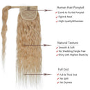 14 Inches Wrap Around Human Hair Ponytail Extensions 100% Remy Human Hair Long Corn Wave Curly With Comb Clip in One Piece Pony Tail Extensions For Girl Lady Women