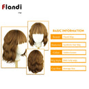 Flandi Short Bob Curly Wigs Synthetic Bob Wigs With Bangs Short Black Wigs for women Ocean Wave Wigs Shoulder Length Fiber Hair for Women (8/30