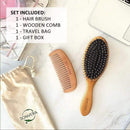 Bristle Hair Brush for Men's and Women's Hair - Boars Hair Brush for Thick Thin Curly Fine Hair - Detangling Brush Set with Wooden Hairbrush Bamboo Comb and Travel Bag Sonvera