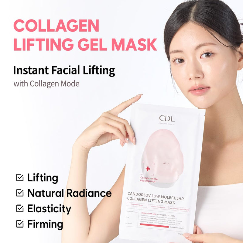 Overnight Collagen Lifting Gel Mask 5 pcs, Korean Face Lifting Deep Hydrogel Mask for Glass Skin, Anti-Aging with PDRN (Salmon DNA), Hyaluronic Acid for Elasticity, Firmness Infinity Warehouse